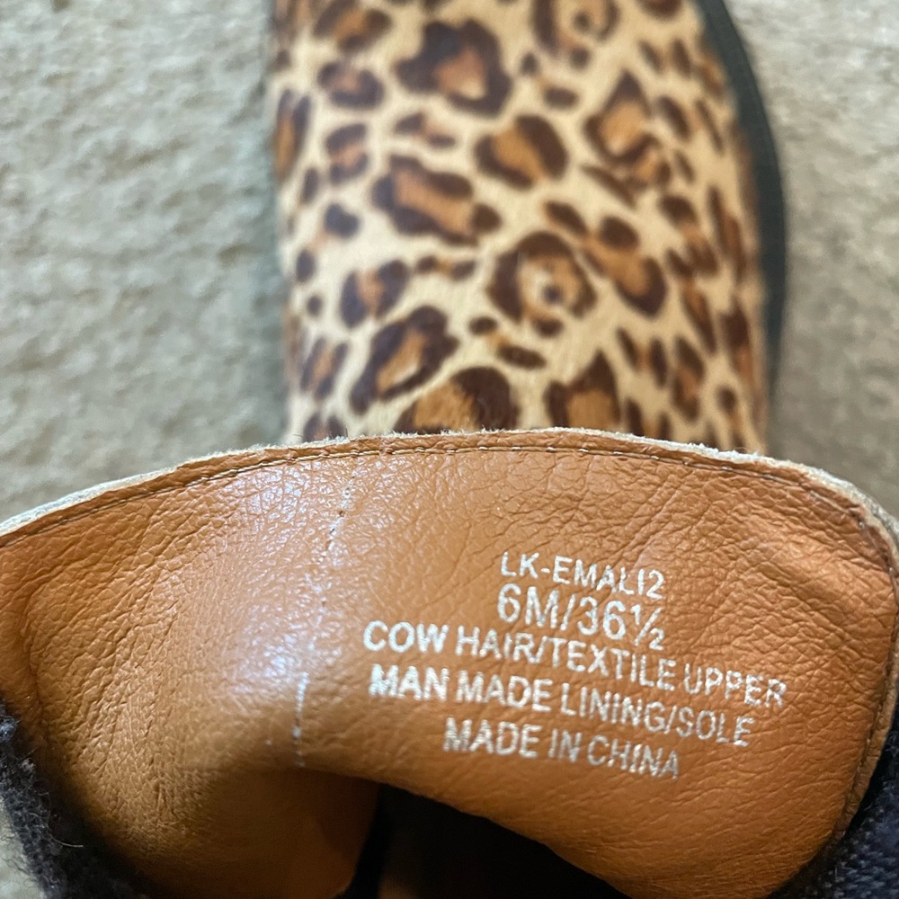 Lucky Brand Leopard Print Cow Hair Boots-size 6